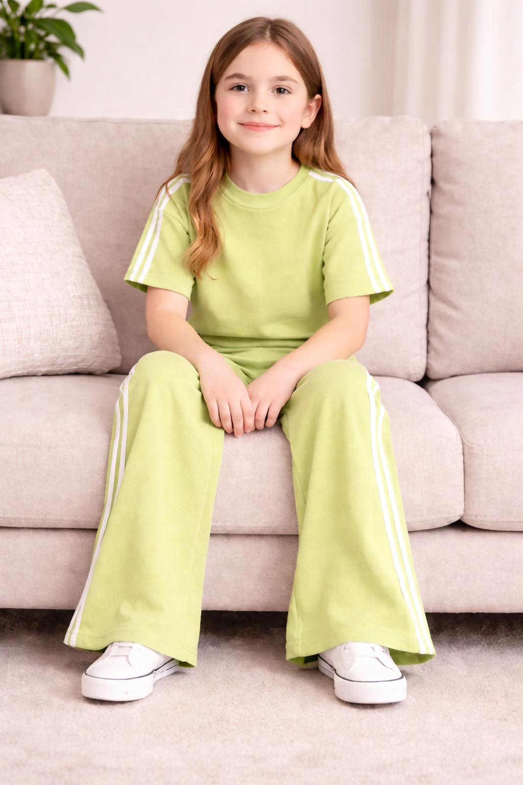 green 2 piece co ordset drop shoulders shirt with bootcut pants