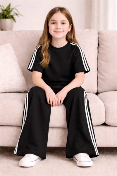 black 2 piece co ordset drop shoulders shirt with bootcut pants