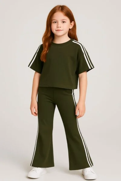 co ordset bootcut pants with drop shoulders shirt